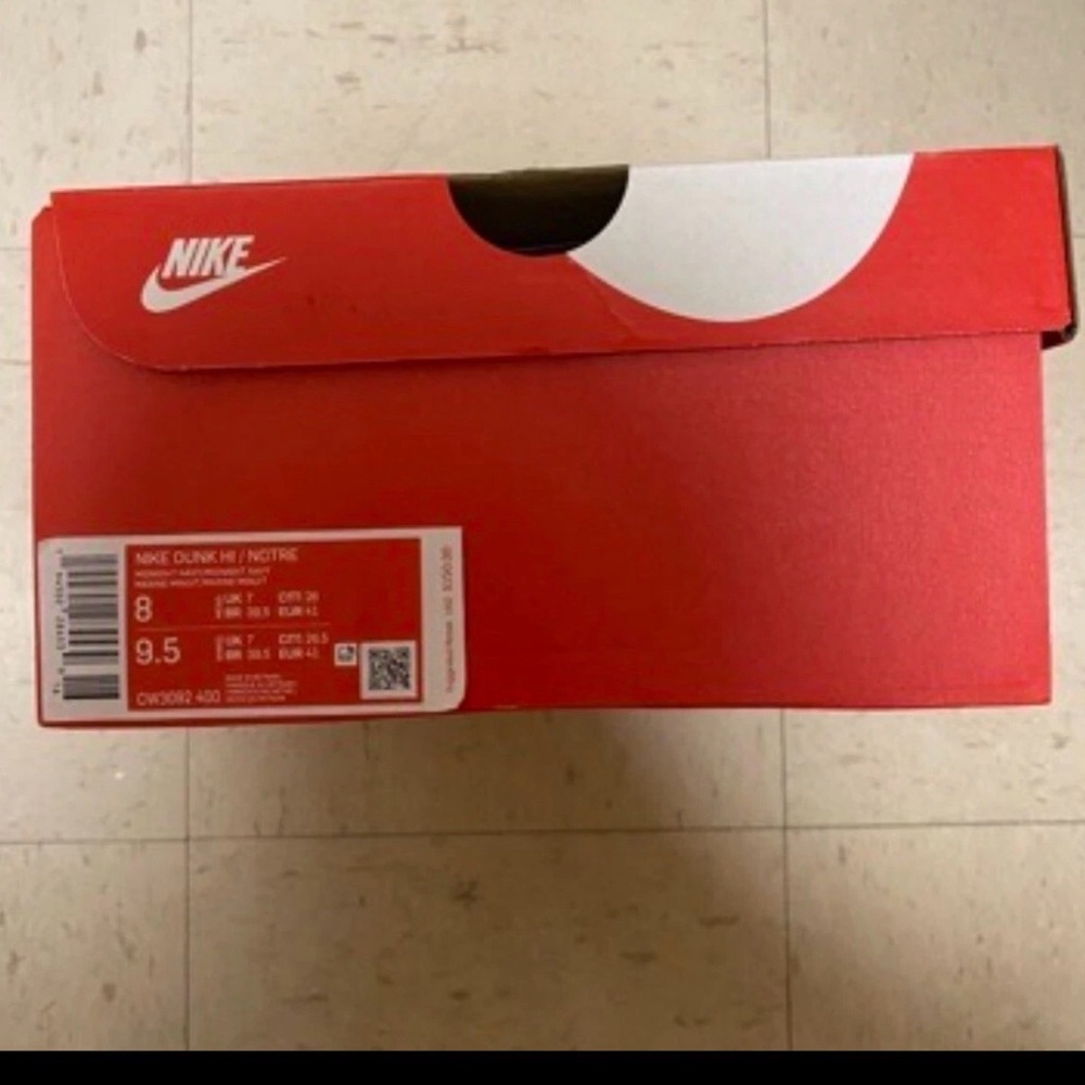 Nike Red and White Shoe Box with Swoosh